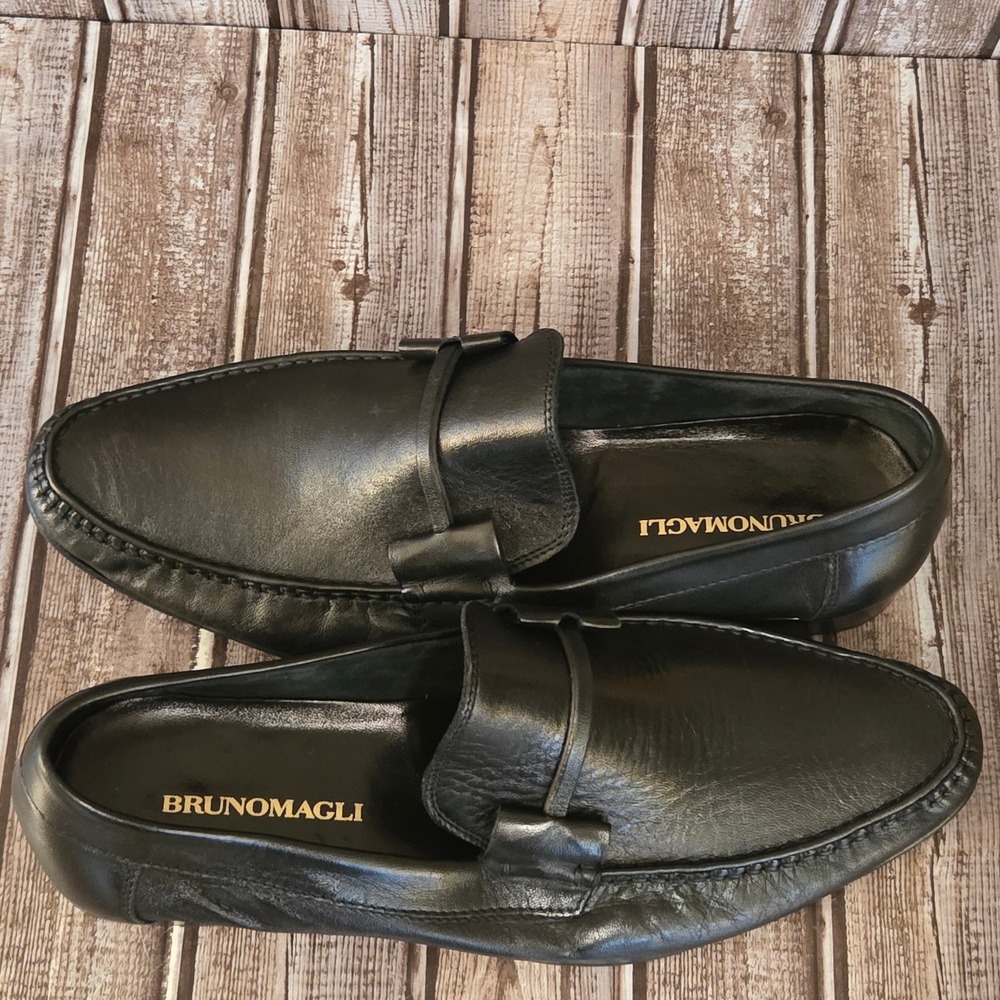 Sz 11 M Mens Bruno Magli Tabarro Mens Black Leather Loafers Dress Shoes EUC! - Picture 6 of 9